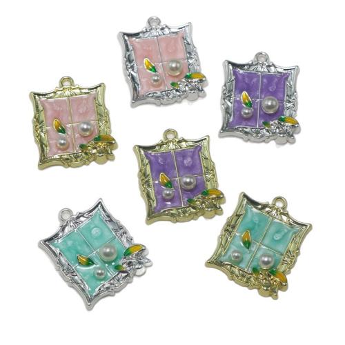 Colgantes de esmalte de la aleación del cinc, aleación de zinc, con Perlas plásticas, chapado, Bricolaje, más colores para la opción, Vendido por UD