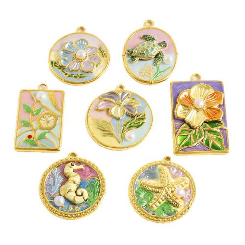 Emaille Edelstahl Anhänger, 304 Edelstahl, mit Kunststoff Perlen, plattiert, DIY, keine, 10PCs/Tasche, verkauft von Tasche