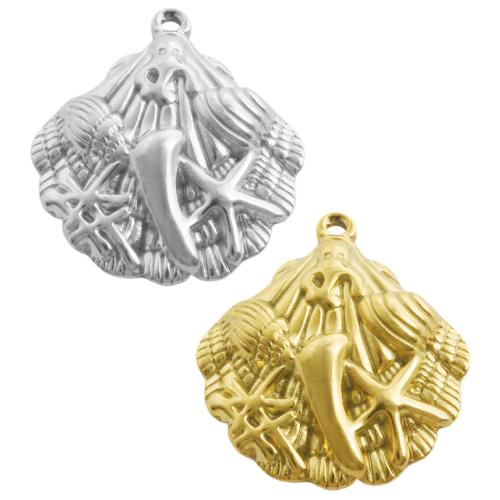 Pendentifs d'animaux en acier inoxydable , Acier inoxydable 304, coquille, Placage, DIY, plus de couleurs à choisir Vendu par sac