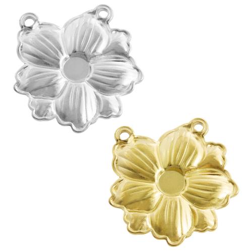 Monture de pendentif en acier inoxydable, Acier inoxydable 304, fleur, Placage, DIY & double trou, plus de couleurs à choisir Vendu par sac