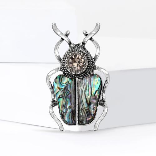 Shell Brooch, Abalone Shell, with Zinc Alloy, Insect, fashion jewelry, mixed colors 