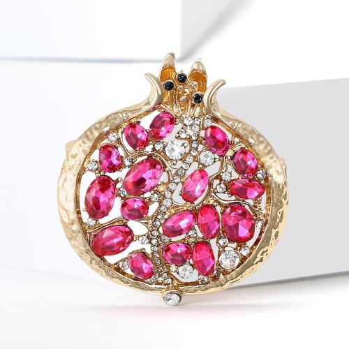 Strass Zink Legierung Brosche, Zinklegierung, Granat, plattiert, Modeschmuck & mit Strass, gemischte Farben, verkauft von PC