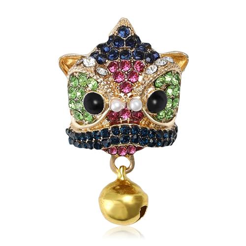 Strass Zink Legierung Brosche, Zinklegierung, mit Harz & Kunststoff Perlen, plattiert, Modeschmuck & mit Strass, gemischte Farben, verkauft von PC