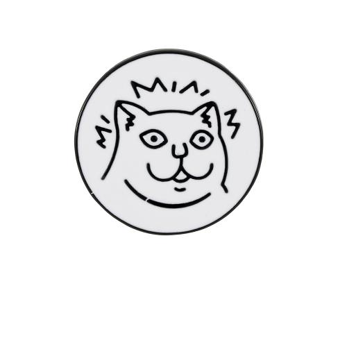 Broche émail, alliage de zinc, Rond, unisexe, noire, Vendu par PC