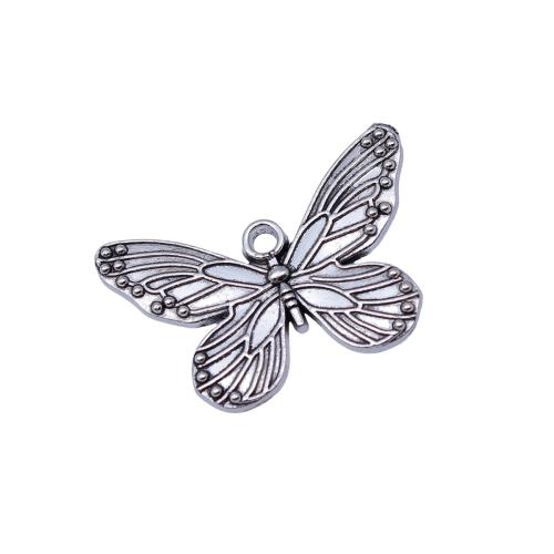 Zinc Alloy Animal Pendants, Butterfly, plated, DIY, antique silver color 