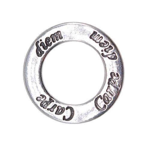 Zinc Alloy Jewelry Pendants, Round, plated, DIY, antique silver color [