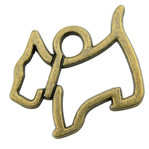 Zinc Alloy Animal Pendants, Dog, plated, DIY, antique bronze color 