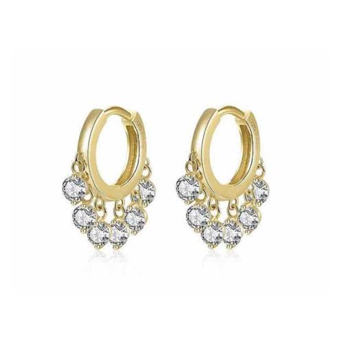 laiton Boucles d'oreilles pendantes Hoop Huggie, Placage, styles différents pour le choix & pavé de micro zircon & pour femme, Diamètre inté Environ 9mm, Vendu par paire[