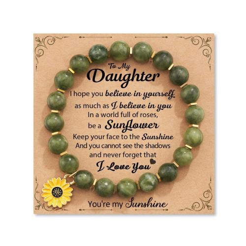 African Turquoise Bracelet, with Polyester Cord & Zebra Jasper & Zinc Alloy, Sunflower, handmade & for woman & enamel Approx 7 Inch 