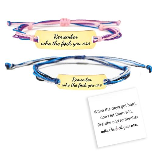 Acier inoxydable 304 bracelet, avec cordon de polyester, fait à la main, unisexe & styles différents pour le choix & avec le motif de lettre Environ 6-10 pouce, Vendu par PC