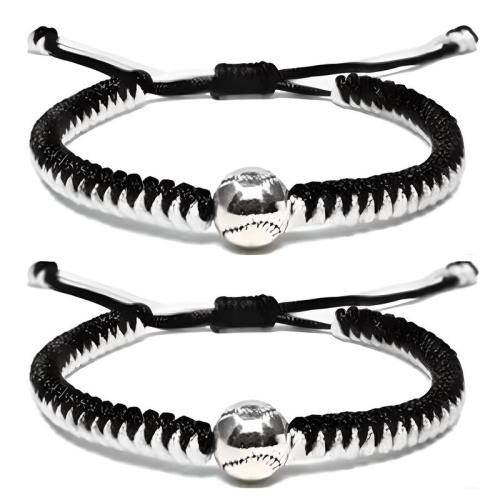 Polyester Cord Bracelet Set, with Zinc Alloy, handmade, adjustable & for couple Approx 6-10 Inch 