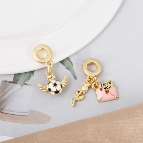 Emaille Messing Anhänger, plattiert, DIY & Micro pave Zirkonia, keine, frei von Nickel, Blei & Kadmium, verkauft von PC