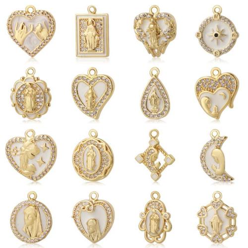 Cubic Zirconia Micro Pave Brass Pendant, plated, DIY & micro pave cubic zirconia & enamel nickel, lead & cadmium free 