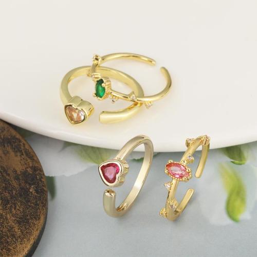 Цирконий Micro Pave Латунь палец кольцо, Другое покрытие, ювелирные изделия моды & инкрустированное микро кубического циркония, Много цветов для выбора, не содержит никель, свинец, продается PC