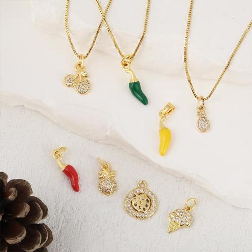 Cubique Pendentif en laiton zircon pavent, Placage, DIY & pavé de micro zircon & émail, plus de couleurs à choisir, protéger l'environnement, sans nickel, plomb et cadmium, Vendu par PC[