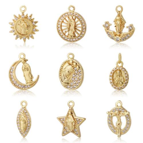 Cubique Pendentif en laiton zircon pavent, Placage, DIY & pavé de micro zircon, plus de couleurs à choisir, protéger l'environnement, sans nickel, plomb et cadmium, Vendu par PC[