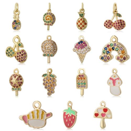 Cubique Pendentif en laiton zircon pavent, Placage, DIY & pavé de micro zircon & émail, plus de couleurs à choisir, protéger l'environnement, sans nickel, plomb et cadmium, Vendu par PC[