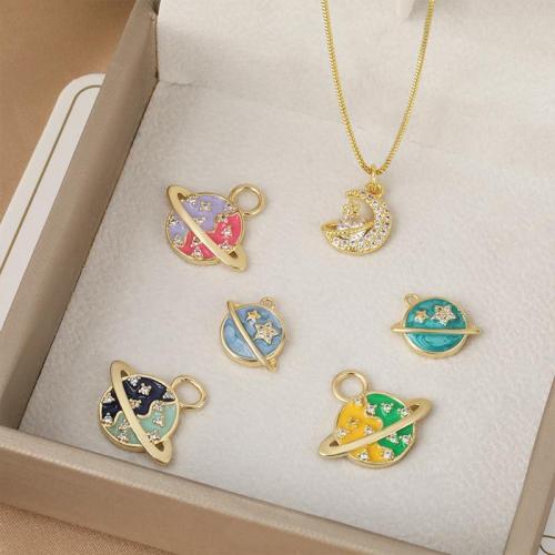 Cubique Pendentif en laiton zircon pavent, Placage, DIY & pavé de micro zircon & émail, plus de couleurs à choisir, protéger l'environnement, sans nickel, plomb et cadmium, Vendu par PC[