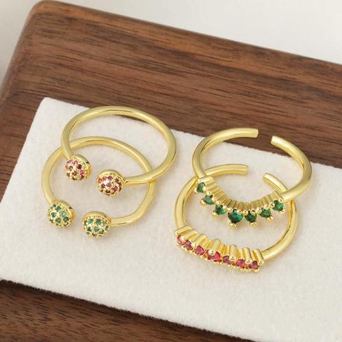 Цирконий Micro Pave Латунь палец кольцо, Другое покрытие, ювелирные изделия моды & инкрустированное микро кубического циркония, Много цветов для выбора, не содержит никель, свинец, продается PC