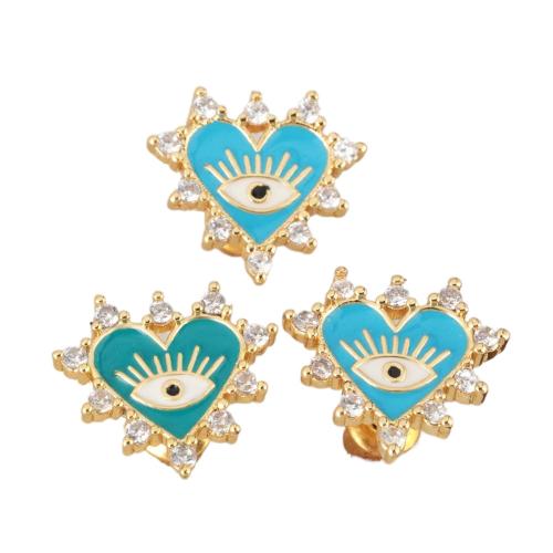 Boucles d'oreilles de mauvais œil, laiton, Placage, bijoux de mode & pavé de micro zircon, plus de couleurs à choisir, protéger l'environnement, sans nickel, plomb et cadmium, Vendu par PC[