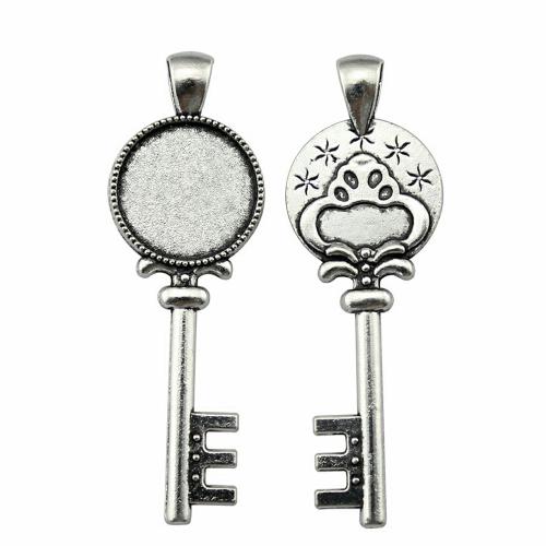 Pendantif en Alliage de zinc  , clé, Placage, DIY, Diamètre inté Environ 18mm, Vendu par PC