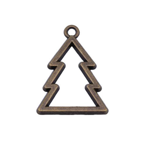 Pendentifs de Noël en alliage de zinc, arbre de noël, Placage, Conception de Noël & DIY & creux, couleur bronze antique Vendu par sac[