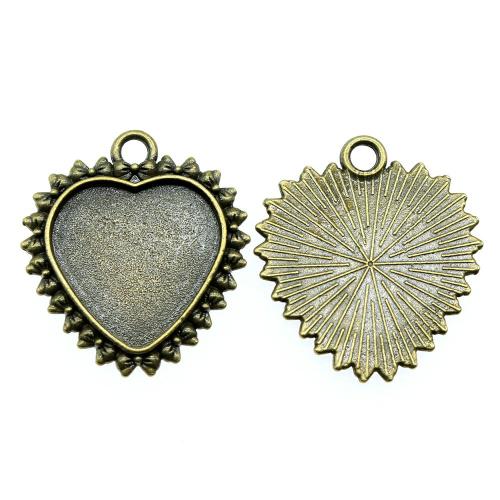 Pendantif en Alliage de zinc  , coeur, Placage, DIY, couleur bronze antique, Diamètre inté Environ 20mm, Vendu par PC