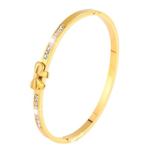 Bracelet en acier inoxydable, Acier inoxydable 304, Placage, bijoux de mode & pour femme & avec strass, doré, Vendu par PC[