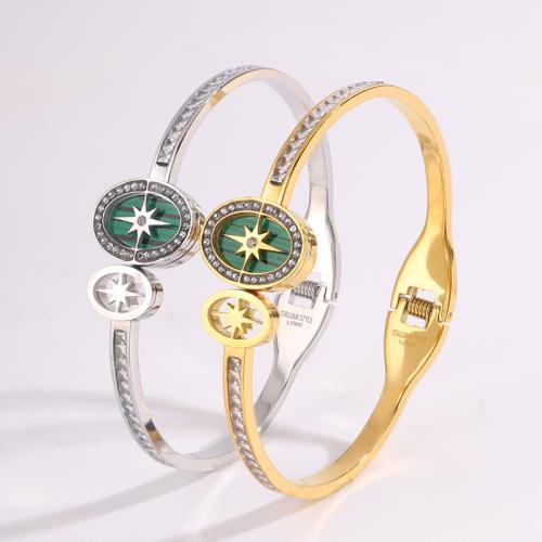 Bracelet en acier inoxydable, Acier inoxydable 304, avec Acrylique, Placage, unisexe & avec strass & creux, plus de couleurs à choisir, Vendu par PC