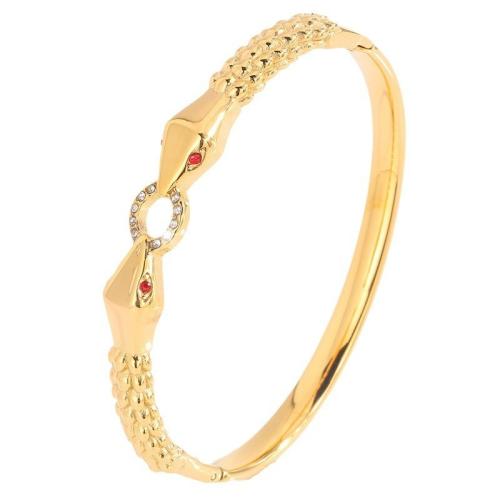 Bracelet en acier inoxydable, Acier inoxydable 304, Plaqué d'or 18K, pour femme & avec strass & creux, Vendu par PC