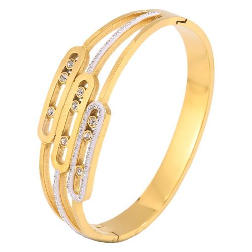 Bracelet en acier inoxydable, Acier inoxydable 304, trois couches & pour femme & avec strass, doré, Vendu par PC