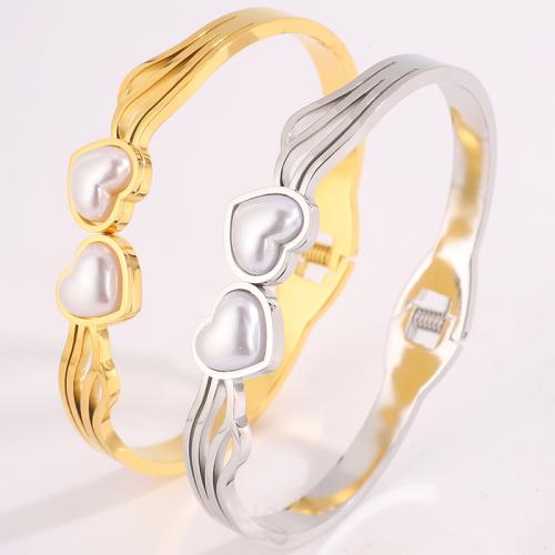 Bracelet en acier inoxydable, Acier inoxydable 304, avec perle de plastique, Placage, bijoux de mode & pour femme & creux, plus de couleurs à choisir, Vendu par PC