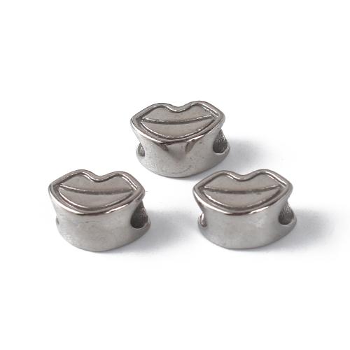 Stainless Steel Beads, 304 Stainless Steel, Lip, silver color plated, DIY, silver color Inner Approx 4.5mm 