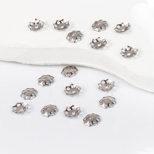 Stainless Steel Bead Cap, Acier inoxydable 304, fleur, Placage de couleur argentée, DIY, argent Diamètre inté Environ 0.5mm, Vendu par PC