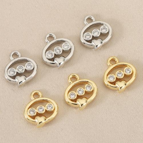 Cubic Zirconia Micro Pave Brass Pendant, plated, DIY & micro pave cubic zirconia 