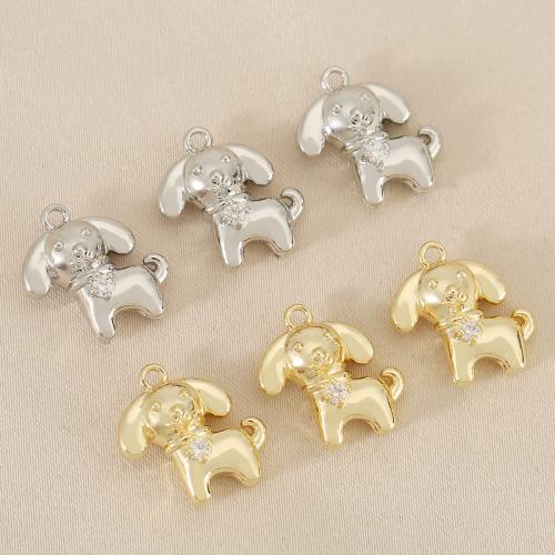 Cubic Zirconia Micro Pave Brass Pendant, Dog, plated, DIY & micro pave cubic zirconia 