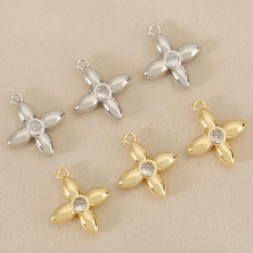 Cubic Zirconia Micro Pave Brass Pendant, Cross, plated, DIY & micro pave cubic zirconia 