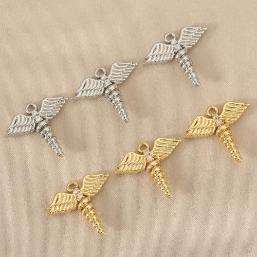 Cubique Pendentif en laiton zircon pavent, aile d'ange, Placage, DIY & pavé de micro zircon, plus de couleurs à choisir Vendu par sac[