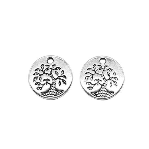 Zinc Alloy Jewelry Pendants, Round, plated, DIY, antique silver color [