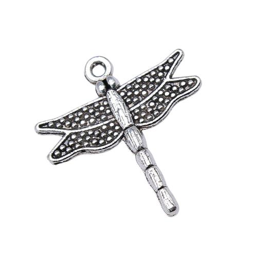 Zinc Alloy Animal Pendants, Dragonfly, plated, DIY, antique silver color 