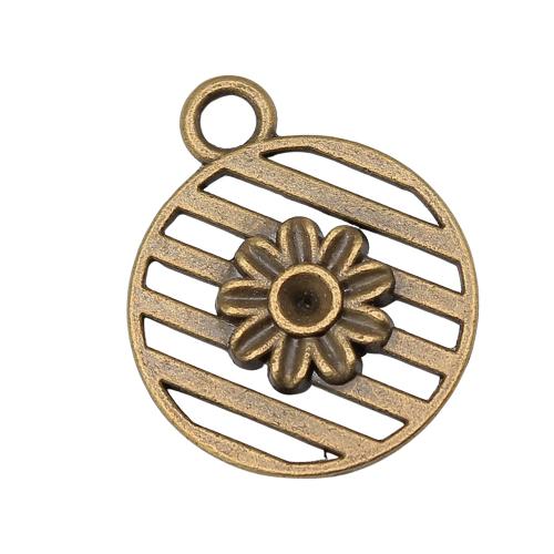 Colgantes de Aleación de Zinc en Forma Flor, Esférico, chapado, Bricolaje & hueco, color de bronce antiguo, 10PCs/Bolsa, Vendido por Bolsa