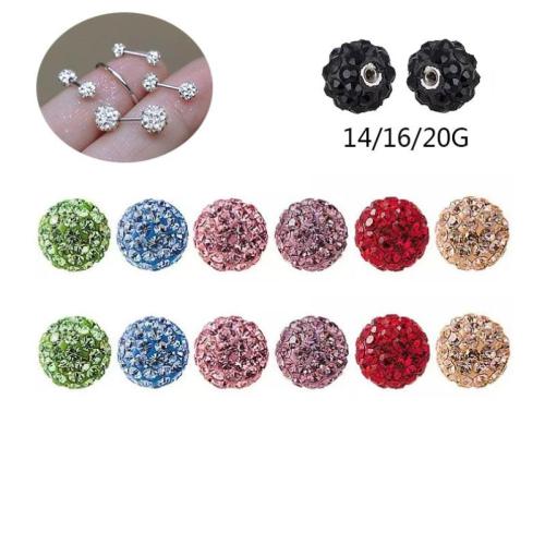 argile de polymère Piercing boucle d'oreille résultats, Rond, DIY & normes différentes pour le choix & avec strass, plus de couleurs à choisir, Vendu par PC