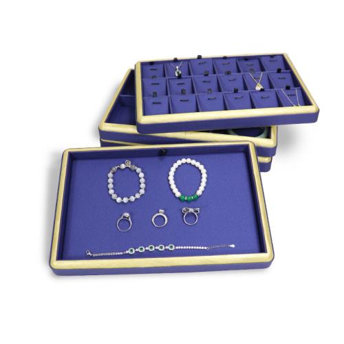 cuir PU vitrine, avec bois, rectangle, styles différents pour le choix, bleu Vendu par PC