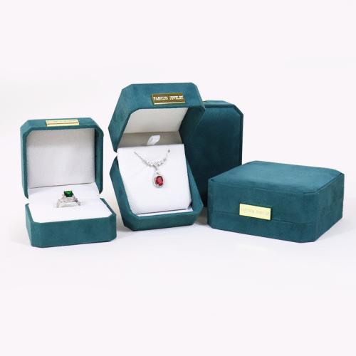 velours de coton boîte-cadeau, avec plastique, styles différents pour le choix, vert, Vendu par PC