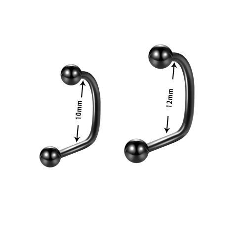 Acier inoxydable 304 Goujons perforés pour les lèvres, rectangle, Placage, unisexe & normes différentes pour le choix, noire, Vendu par PC