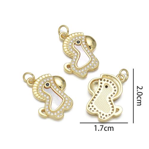 Weiße Muschel Anhänger, Messing, mit Weiße Muschel, plattiert, DIY & Micro pave Zirkonia, keine, verkauft von PC