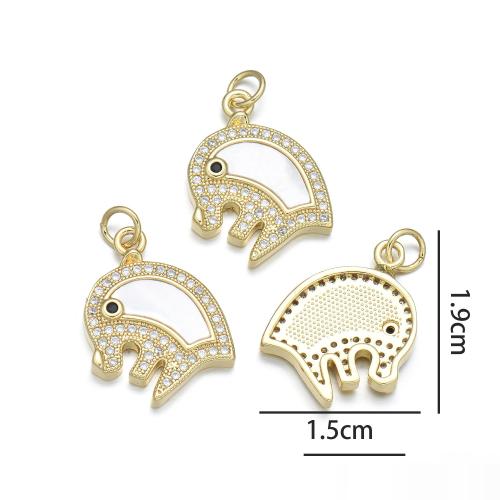 Weiße Muschel Anhänger, Messing, mit Weiße Muschel, plattiert, DIY & Micro pave Zirkonia, keine, verkauft von PC