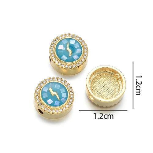 perle de coquillage teint, laiton, avec coquille, Placage, DIY & pavé de micro zircon, plus de couleurs à choisir, Vendu par PC