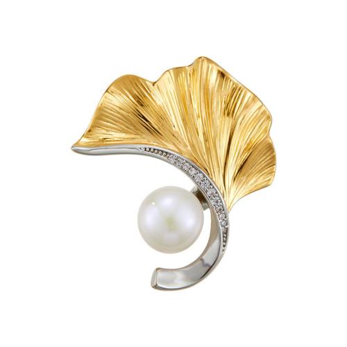 Broche perle d'eau douce, laiton, avec perle d'eau douce cultivée, Placage, bijoux de mode & avec strass, plus de couleurs à choisir, Vendu par PC