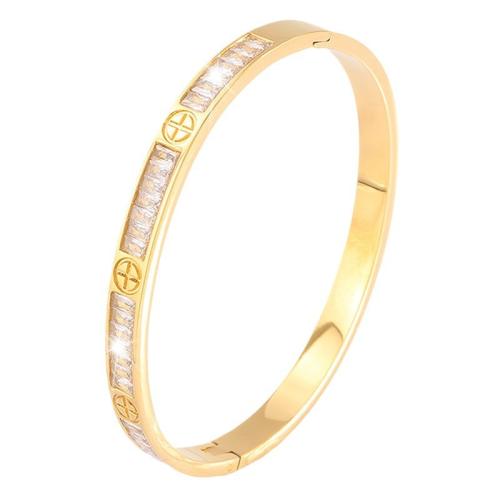 Bracelet en acier inoxydable, Acier inoxydable 304, Placage, bijoux de mode & pour femme & avec strass, doré, Vendu par PC